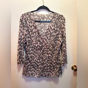J.Jill size L Pink and Grey Blouse